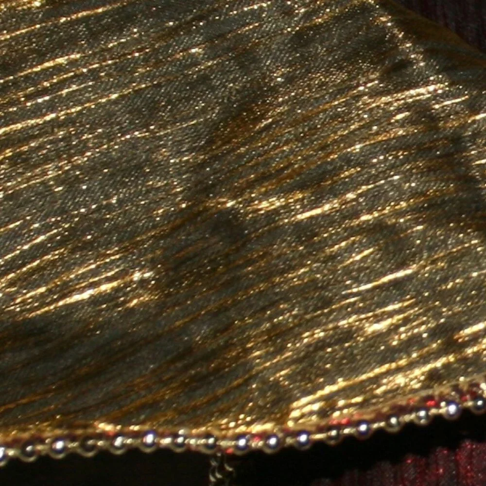 RIBBON #1429 - Reversible Lame Beaded Edge Trim Red Gold - 4 x 4 yds 24